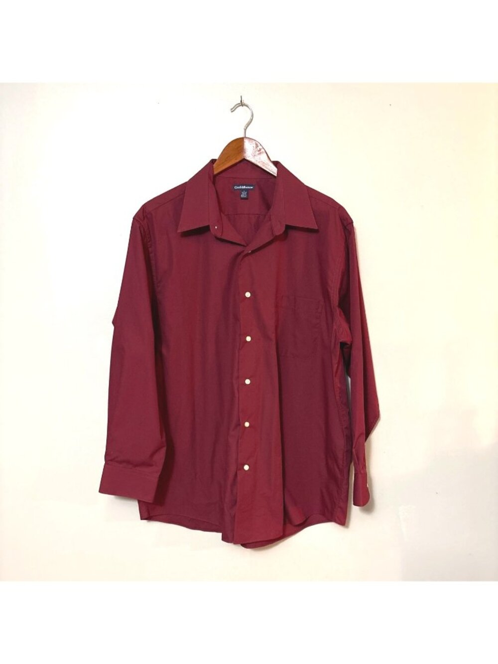 Croft & Barrow Mens Long Sleeve Button-Up Shirt L 16 1/2-17 32/33 Red Cotton Ble